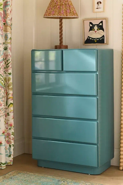 Anthropologie Wright Lacquer Tallboy Dresser In Green