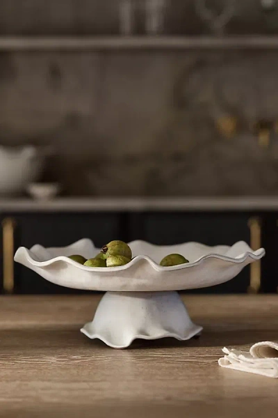 Anthropologie Wynn Portuguese Glazed Terracotta Cake Stand In White