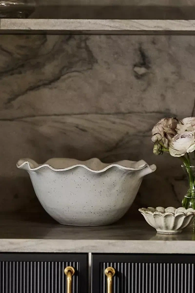 Anthropologie Wynn Portuguese Glazed Terracotta Serve Bowl In Neutral