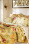 Anthropologie Xenia Cotton Tiger Screen-printed Quilt In Yellow