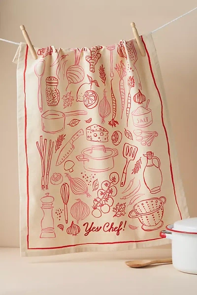 Anthropologie Yes Chef Cotton Dish Towel In Neutral