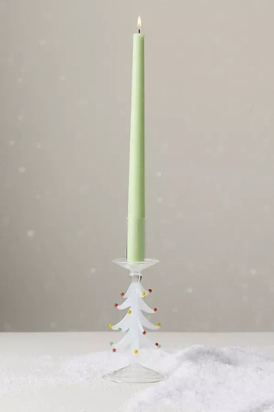 Anthropologie Yuletide Glass Candle Holder In Green