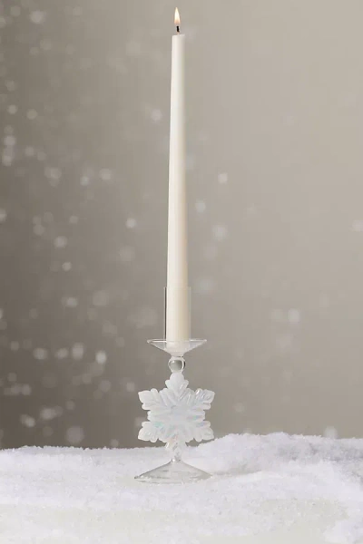 Anthropologie Yuletide Glass Candle Holder In White