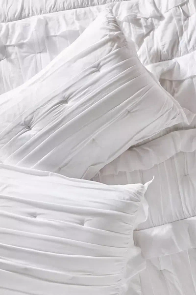 Anthropologie Zaida Ruffled Voile Pillowcase, Set Of 2 In White