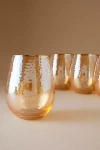 Anthropologie Zaza Lustered Stemless Wine Glasses, Set Of 4 In Gold