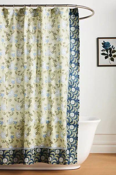 Anthropologie Zhana Cotton Printed Shower Curtain In Multi