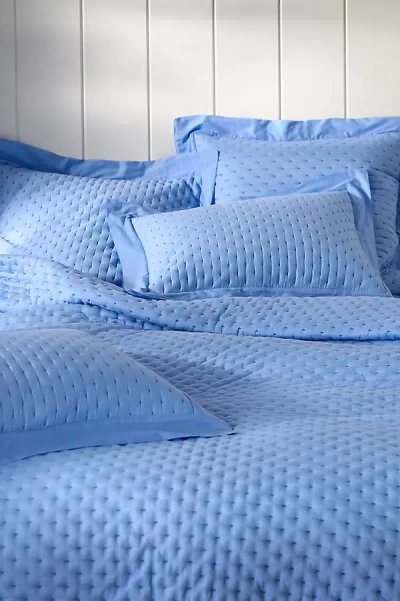 Anthropologie Zina Cotton Embroidered Woven Quilt In Blue