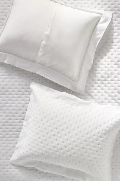 Anthropologie Zina Cotton Embroidered Woven Shams, Set Of 2 In White