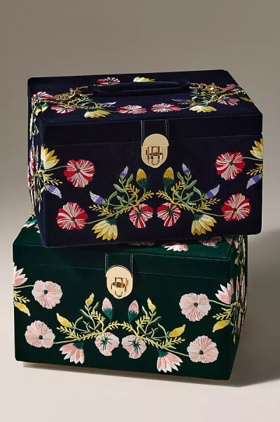 Anthropologie Zoe Velvet Floral Embroidered Jewelry Box In Multi