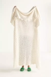 Anthropologie Zora Cotton Scallop Edge Knit Throw Blanket In White