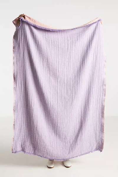 Anthropologie Zora Gauze Throw Blanket In Purple