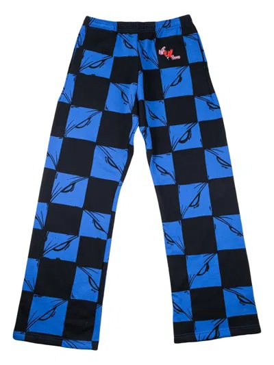 Anti Promo Checkered-design Track Pants In Blue
