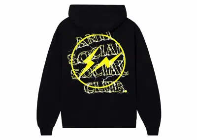 Pre-owned Anti Social Club Fragment Bolt Hoodiein Black/yellow In Multi