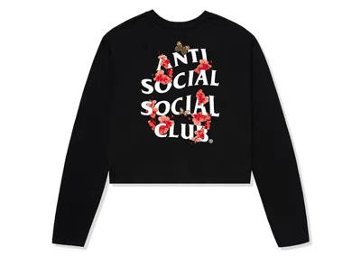 Pre-owned Anti Social Club Kkotch Women's Crop Long Sleeve Tee Shirt In Black