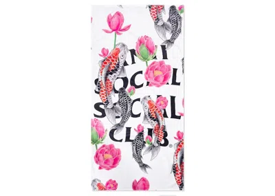 Pre-owned Anti Social Club Koi Garden Oversized Beach Towel In White