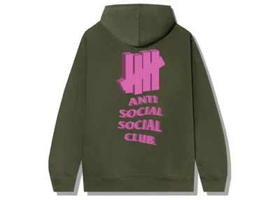 Pre-owned Anti Social Club Men's  1st And La Brea Hoodie In Army Heather In Green