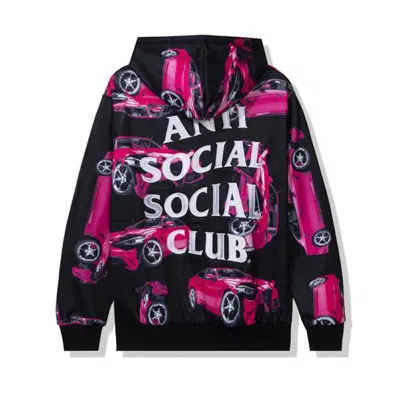 Pre-owned Anti Social Club Men's  3am On Melrose All Over Hoodiein Black/pink In Multi