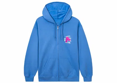Pre-owned Anti Social Club Men's  A Is For Zip Hoodie In Blue