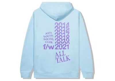 Pre-owned Anti Social Club Men's  All Talk On A Blog Hoodie In Blue
