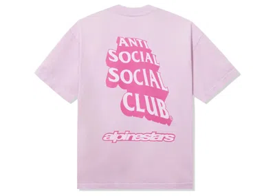 Pre-owned Anti Social Club Men's  Alpine Stars Moto Tee Shirt In Pink