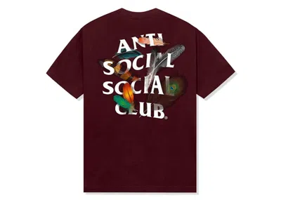 Pre-owned Anti Social Club Men's  Birdbath Tee Shirt In Maroon