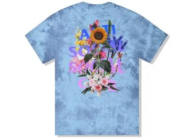 Pre-owned Anti Social Club Men's  Bouquet For The Old Days T-shirt In Blue Tie Dye