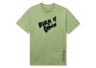 Pre-owned Anti Social Club Men's  Brun It Down Tee Shirt In Pistachio