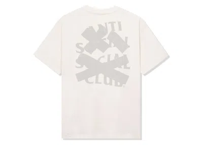 Pre-owned Anti Social Club Men's  Cancelled Again Tonal Tee Shirt In Cream In White