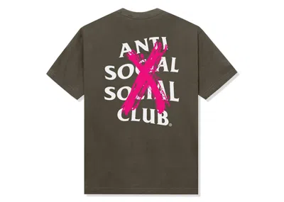 Pre-owned Anti Social Club Men's  Cancelled F&f Tee Shirt In Brown