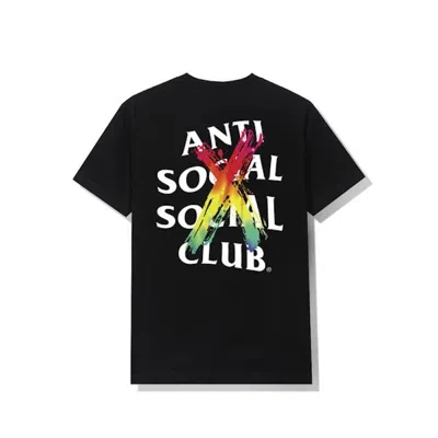 Pre-owned Anti Social Club Men's  Cancelled Rainbow Tee Shirt In Black