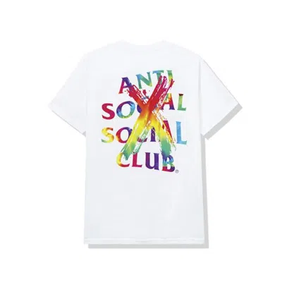 Pre-owned Anti Social Club Men's  Cancelled Rainbow Tee Shirt In White