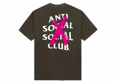 Pre-owned Anti Social Club Men's  Cancelled Vip Access Drop Tee Shirt In Dusty Brown