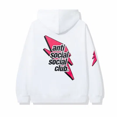 Pre-owned Anti Social Club Men's  Careless Bolt Hoodiein White/pink In Multi