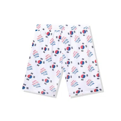 Pre-owned Anti Social Club Men's  Case Study Flag Mesh Shorts In White
