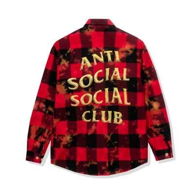 Pre-owned Anti Social Club Men's  Chromey Flannel In Red Tie Dye