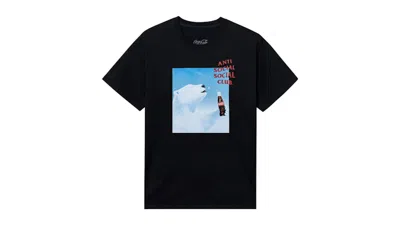 Pre-owned Anti Social Club Men's  Cocacola Pb Snowflake Tee Shirt In Black