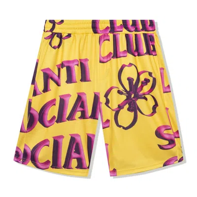 Pre-owned Anti Social Club Men's  Coral Crush Mesh Bored Shorts In Yellow