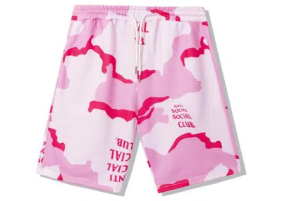Pre-owned Anti Social Club Men's  Cotton Candy Shorts In Pink Camo