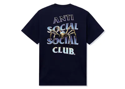 Pre-owned Anti Social Club Men's  Crawl To Me Tee Shirt In Navy Blue