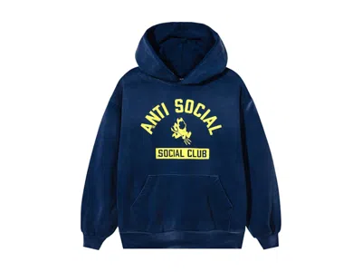 Pre-owned Anti Social Club Men's  Devils Playground Vintage Hoodie In Navy Blue