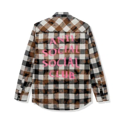 Pre-owned Anti Social Club Men's  Dialtone Flannel In Black Tie Dye