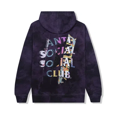 Pre-owned Anti Social Club Men's  Dissociative Hoodiein Black/purple Tie Dye In Multi