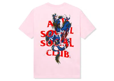 Pre-owned Anti Social Club Men's  Double Dragon Tee Shirt In Pink