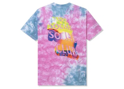 Pre-owned Anti Social Club Men's  Entheogen Tie Dye Tee Shirtin Pink/blue In Multi