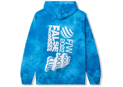 Pre-owned Anti Social Club Men's  False Promises Hoodie In Blue Tie Dye