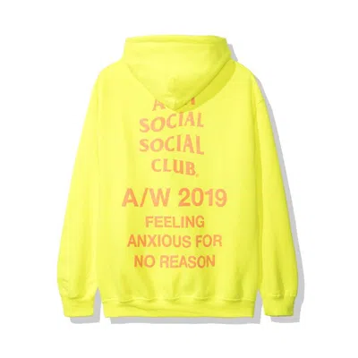Pre-owned Anti Social Club Men's  Feeling Anxious Hoodie (fw19) In Neon Green