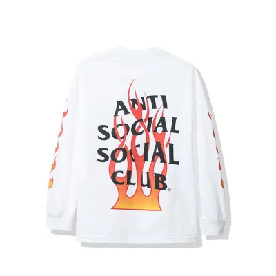 Pre-owned Anti Social Club Men's  Firebird Long Sleeve Tee Shirt (fw19) In White