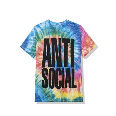Pre-owned Anti Social Club Men's  Heatwave Tee Shirt In Rainbow Tie Dye