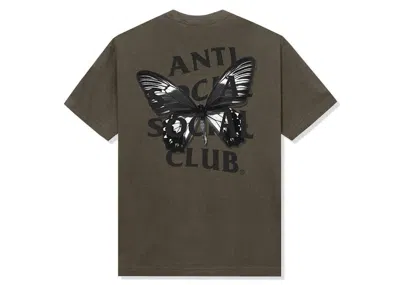 Pre-owned Anti Social Club Men's  Hidden Sky Tee Shirt In Brown