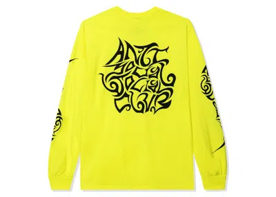 Pre-owned Anti Social Club Men's  I Get Into It Long Sleeve Tee Shirt In Safety Green